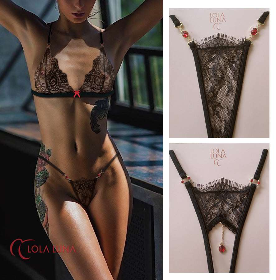 Milena black set with triangle bra